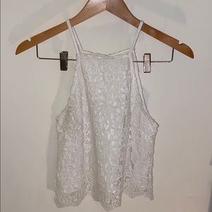 White Lacy Halter Tank